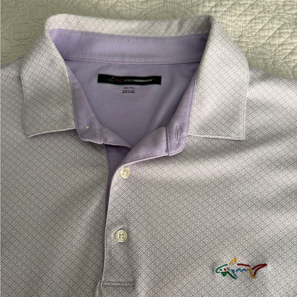 Greg Norman Collection Lavender Polo with Textured Diamond Pattern